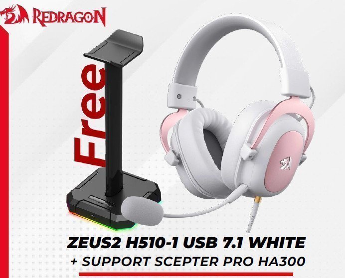 Casque Gamer REDRAGON Zeus H510-White + SUPPORT REDRAGON HA300 - WIKI High  Tech Provider
