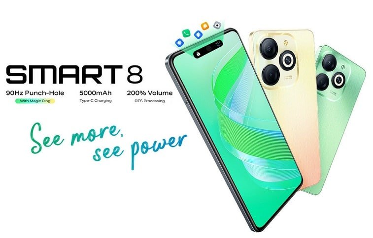 Smartphone infinix smart 8 (4+128go) noir - infinix smart 8 main