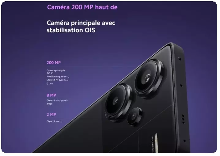 Smartphone xiaomi redmi note 13 pro plus 5g (8+256go) violet - redmi note 13 pro camera